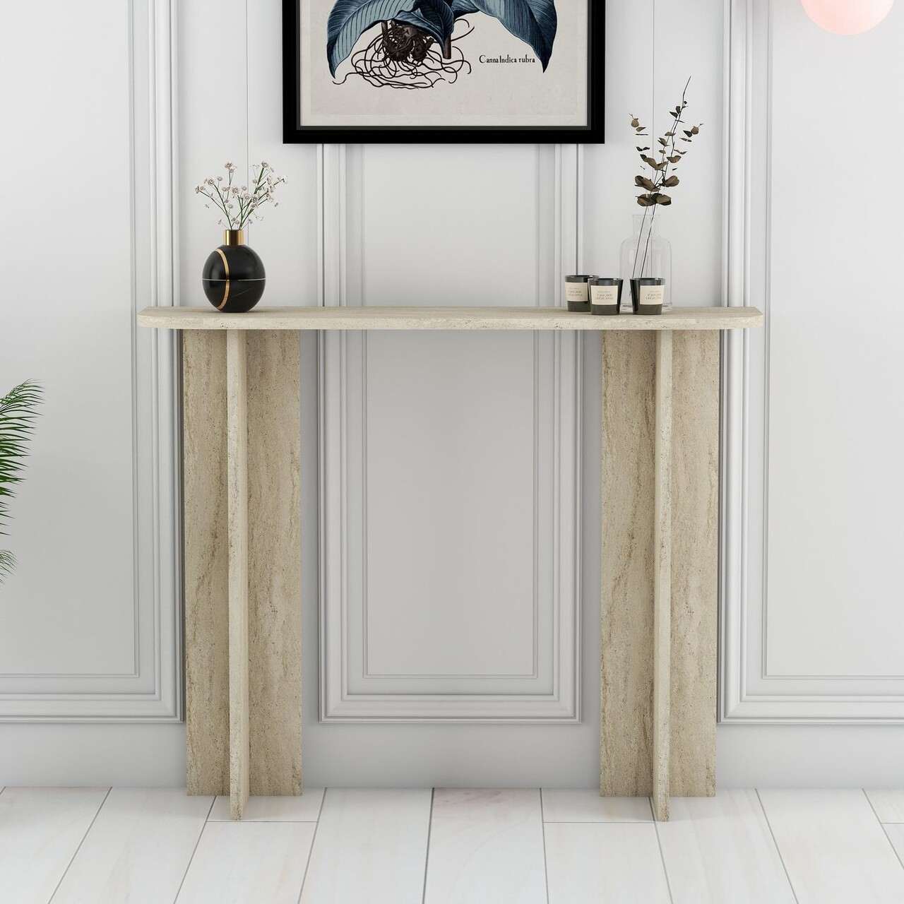 Masa de machiaj, Hanah Home, Modena, 105x85x30 cm, PAL, Travertin - imagine 7